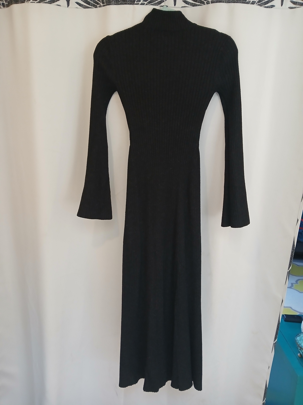 a new day Black Ribbed Mock-Neck Long Sleeve Maxi Dress
